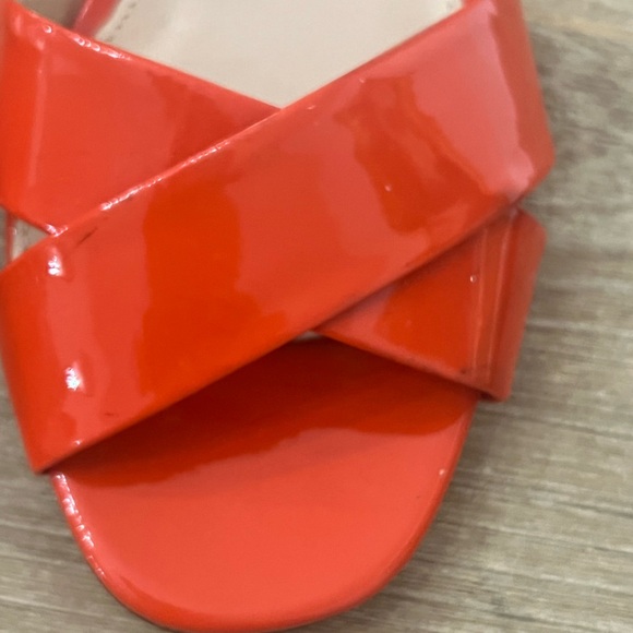 Jcrew red orange patent leather ankle wrap sandals size 8.5 - Picture 4 of 9